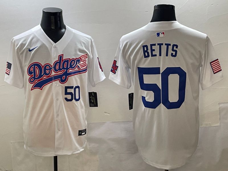 Men Los Angeles Dodgers 50 Betts White Second generation Joint Name Nike 2025 MLB Jersey style 4